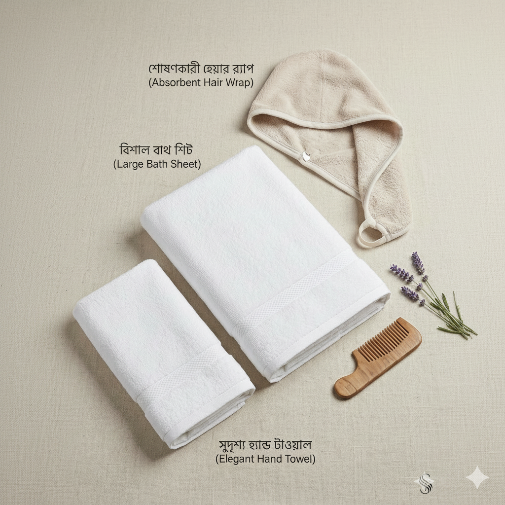 3 Pcs Luxury Cotton Bath Towel Combo Set