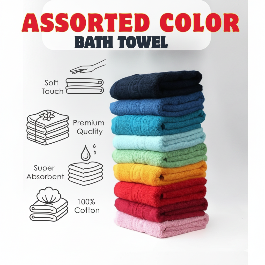 Assorted color Premium Bath Towel (27 X 54 Inch)