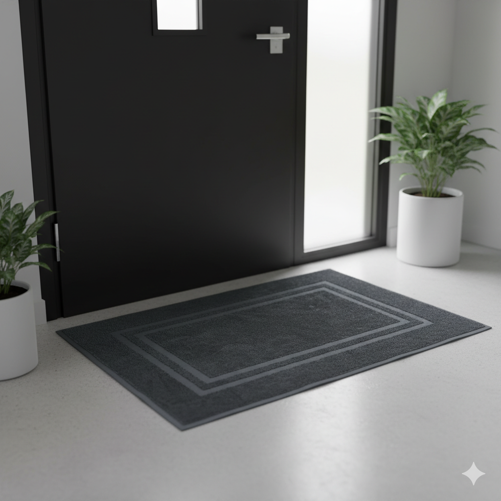Soft Cotton Black-gray Door Mat (30 X 20 Inch)