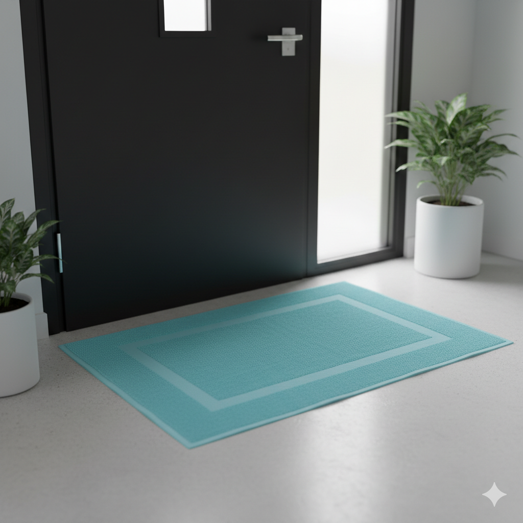 Soft Cotton Turquoise Door Mat (30 X 20 Inch)