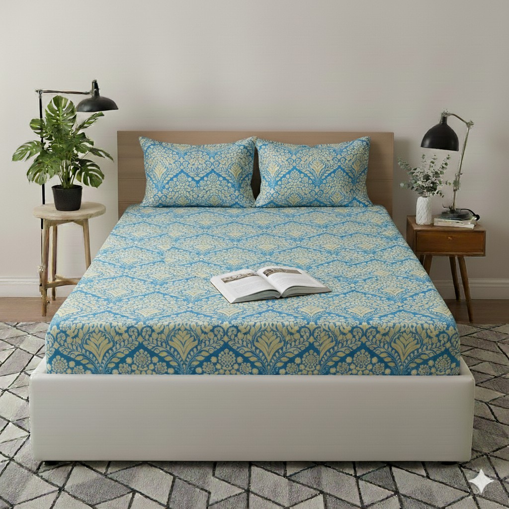 Cool Mint Twill Cotton King Size Bedsheet Set