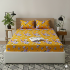 Purple Punch Twill Cotton King Size Bedsheet Set