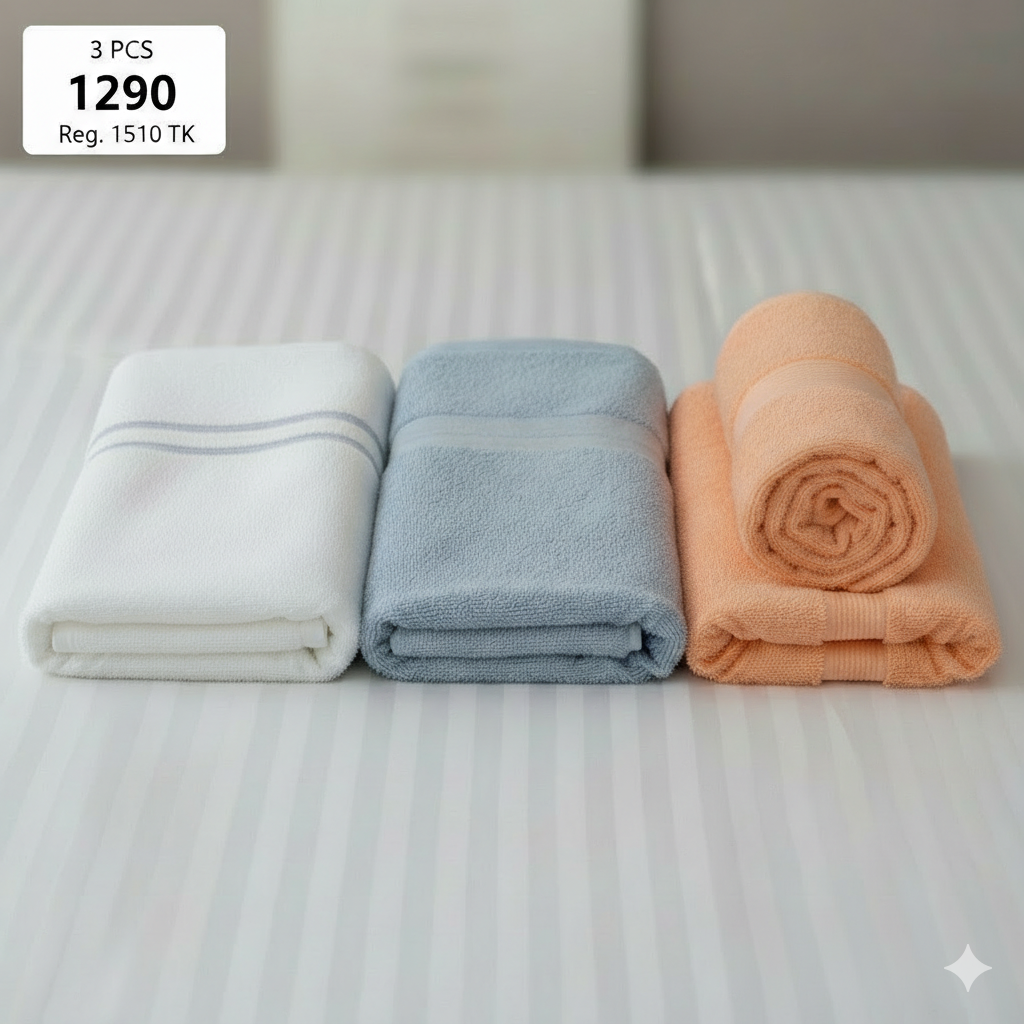 Premium 3 Pcs Bath Towel Set (27 X 54 Inch)