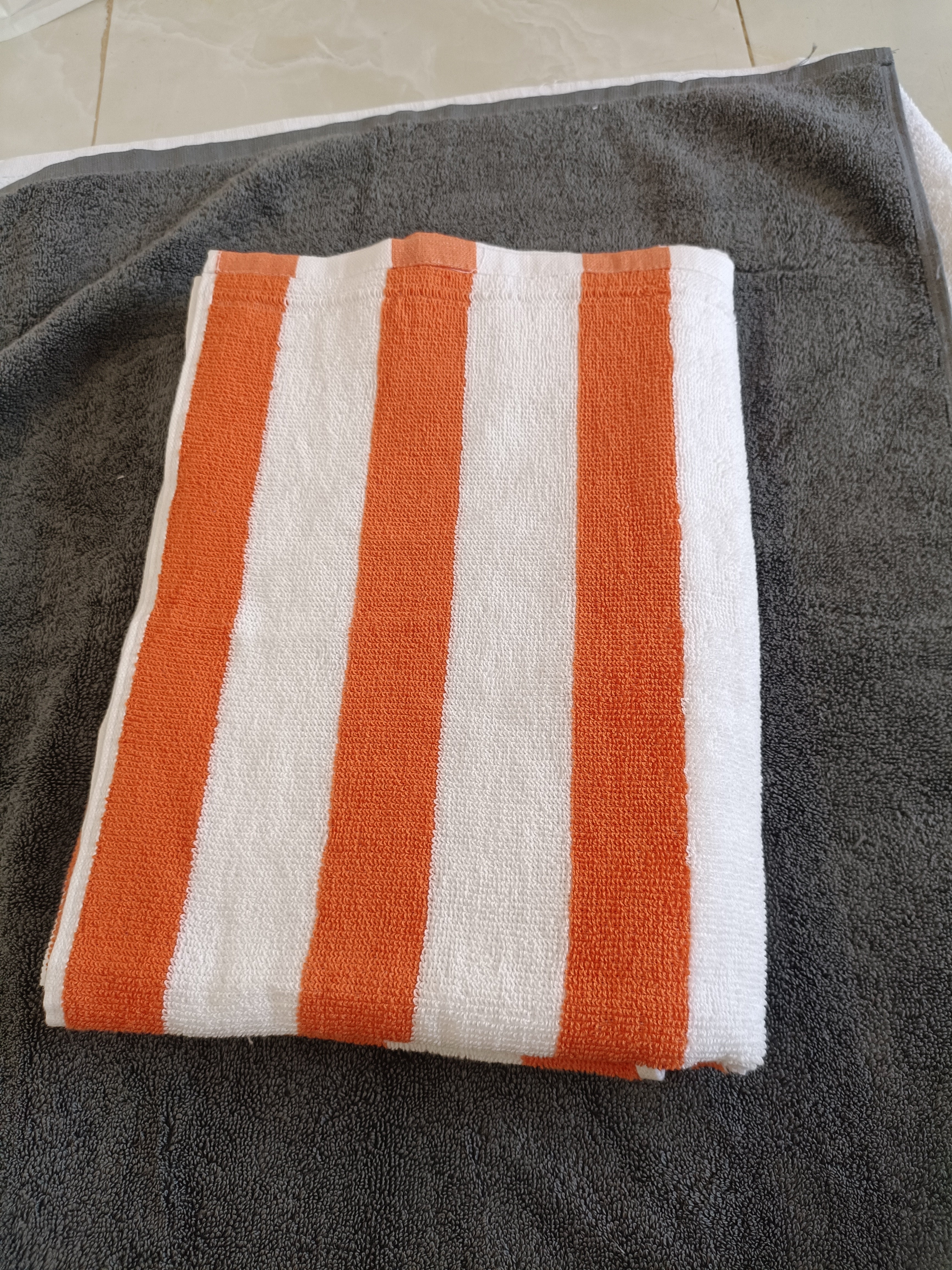 Orange-White Premium Bath Towel (30 X 56 Inch)