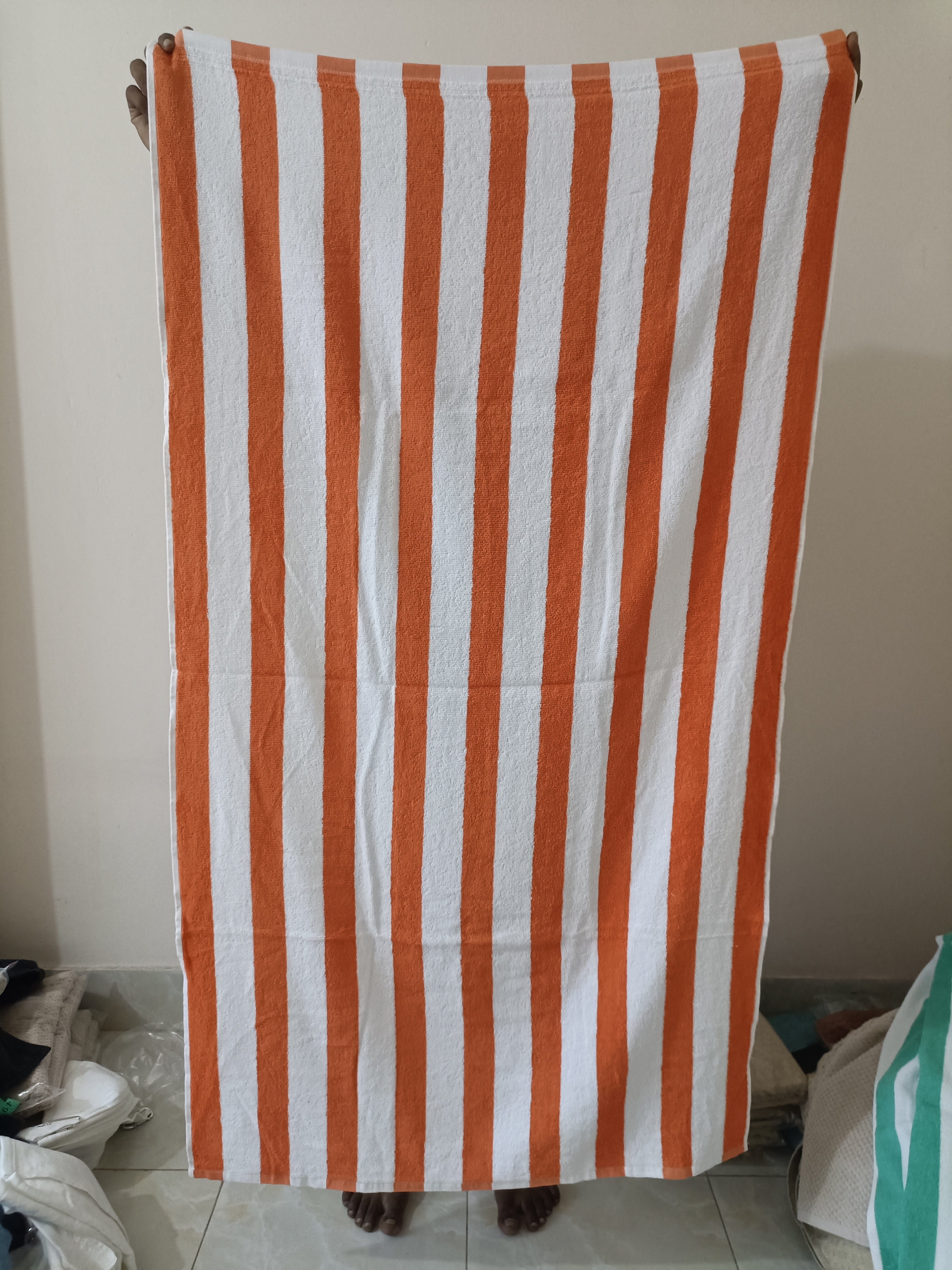 Orange-White Premium Bath Towel (30 X 56 Inch)