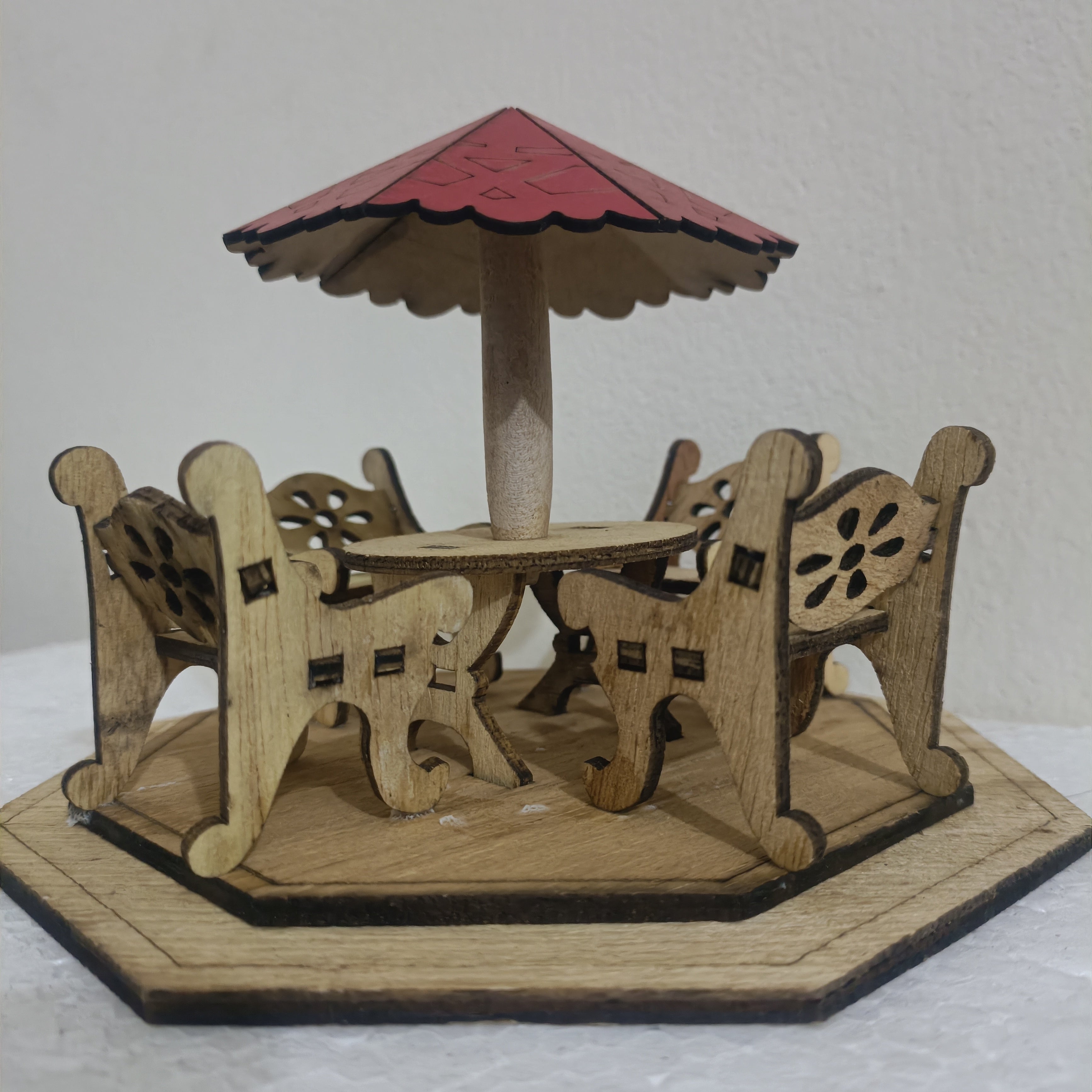 Wooden Coffee Table Set Showpiece