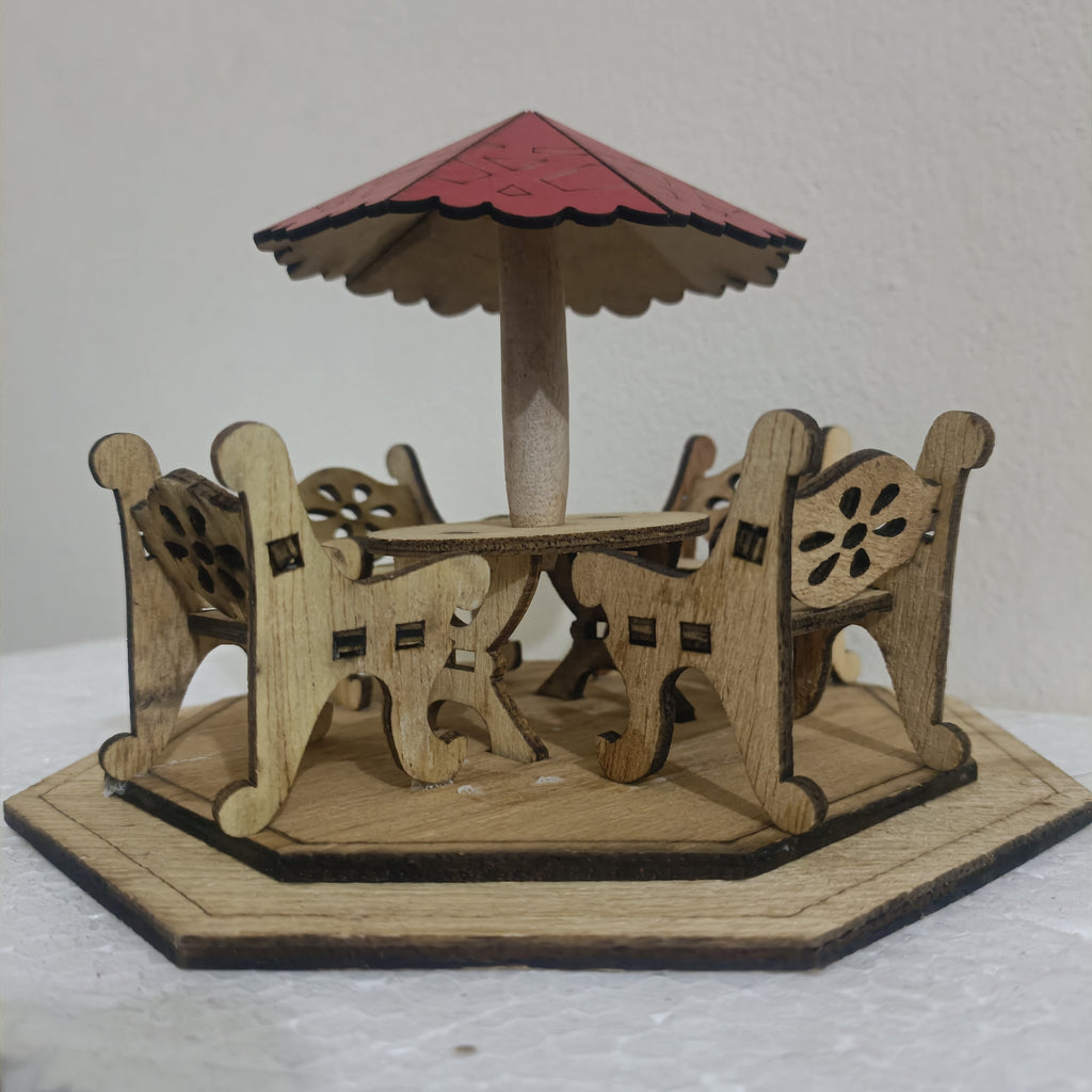 Wooden Coffee Table Set Showpiece