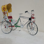 Hand Printed Metal Rickshaw Showpiece