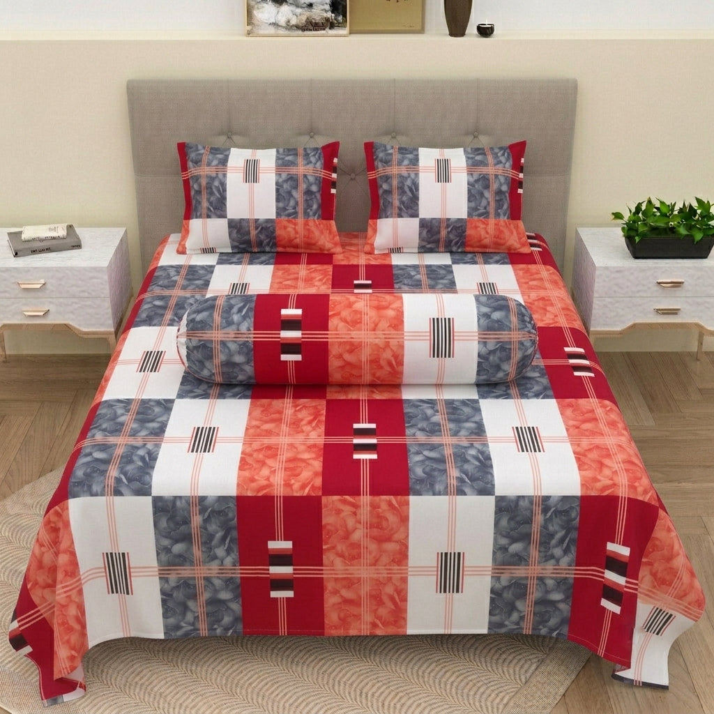 Roktim Rekha Bedsheet & Pillow Covers Set