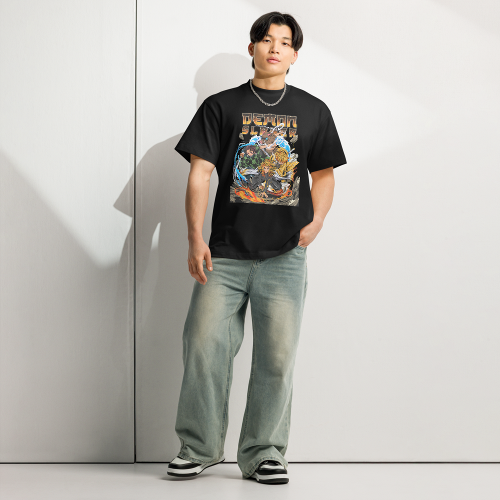 Demon Slayer Them Edition Drop Shoulder T-shirt For Men