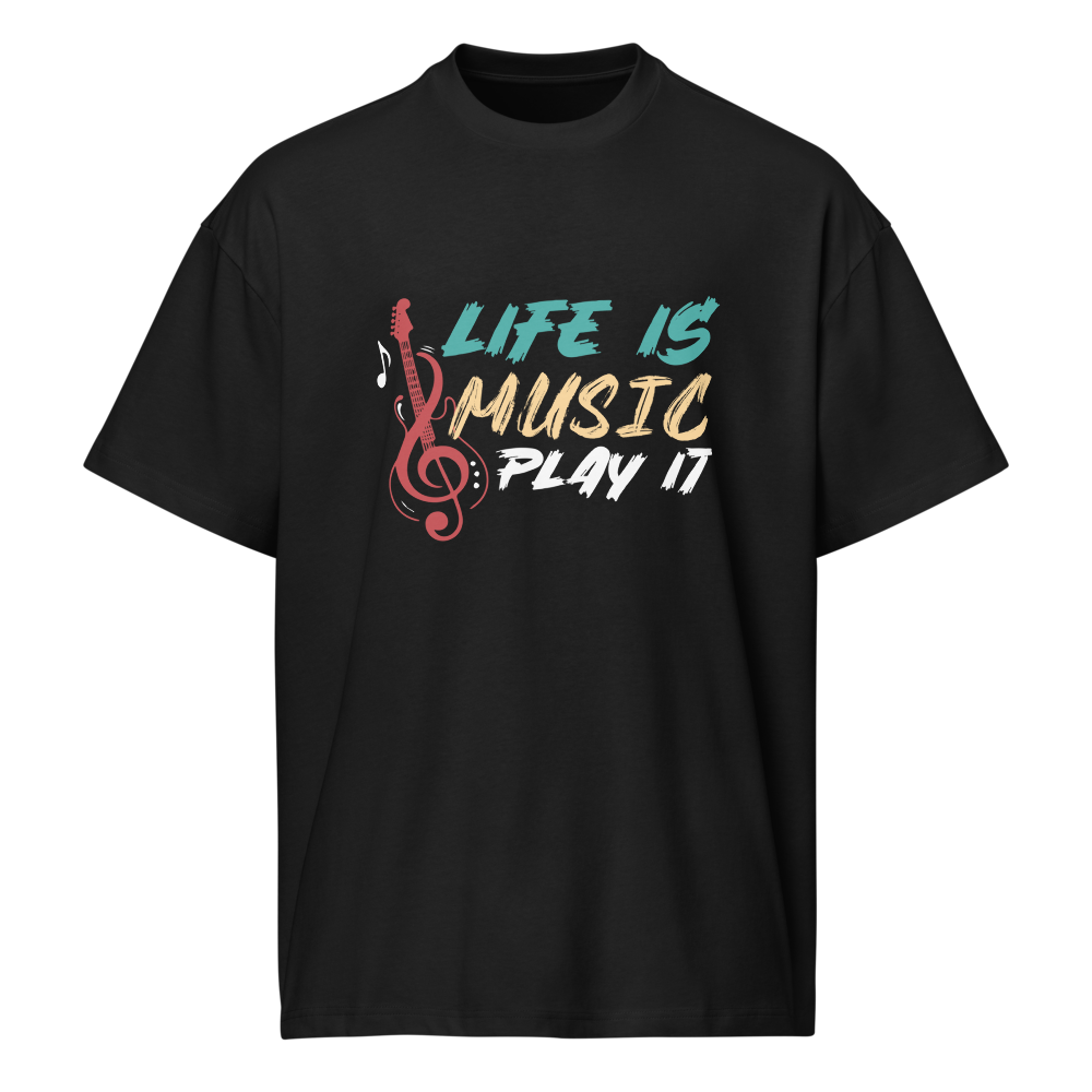 Music Is Life Premium Quality Drop Shoulder T-shirt For Men