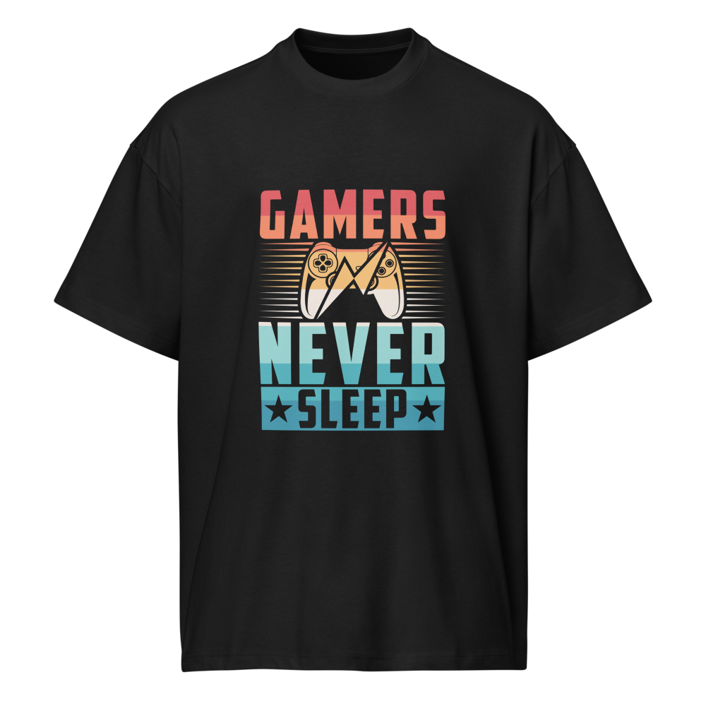 Gamer Never Sleep Drop Shoulder T-shirt
