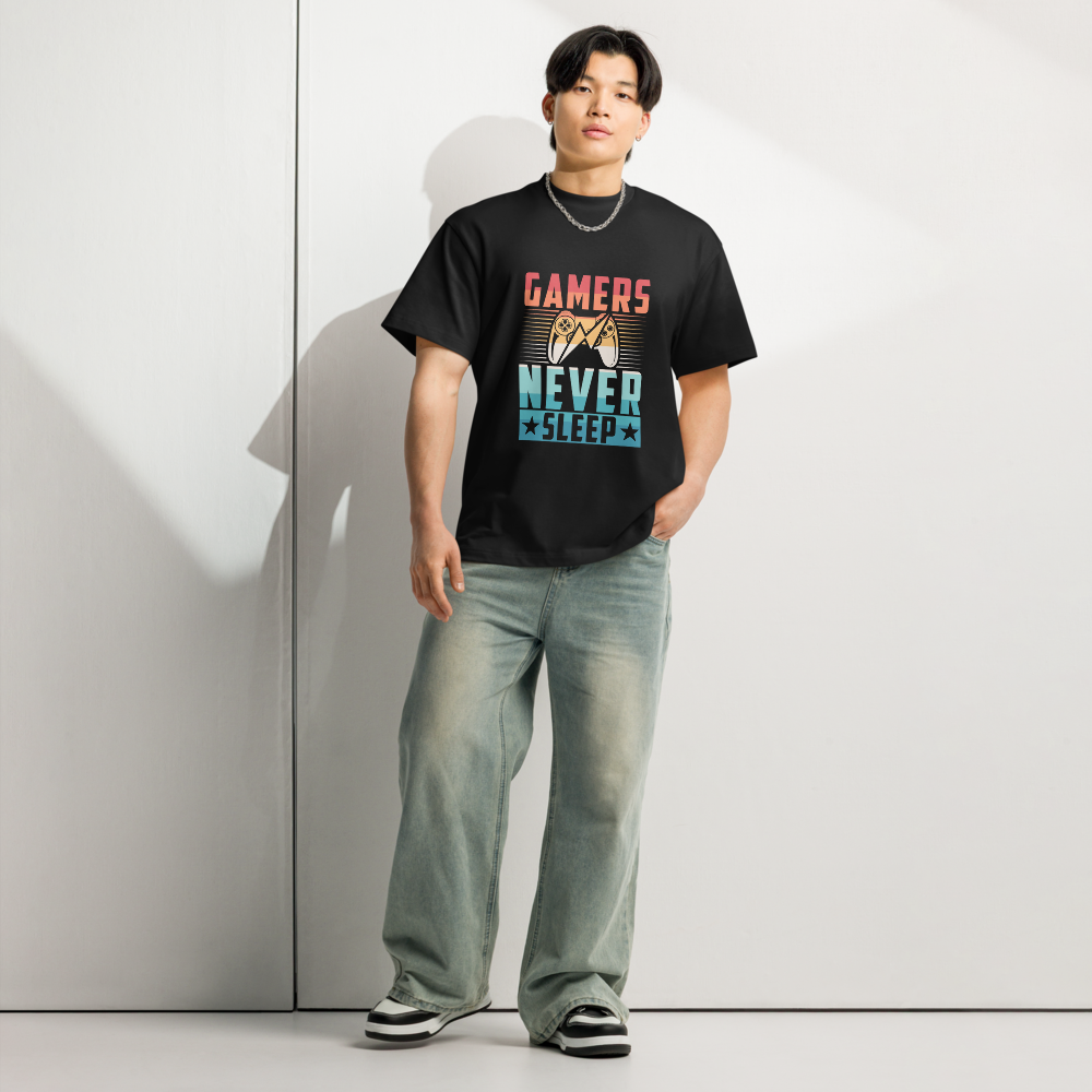 Gamer Never Sleep Drop Shoulder T-shirt